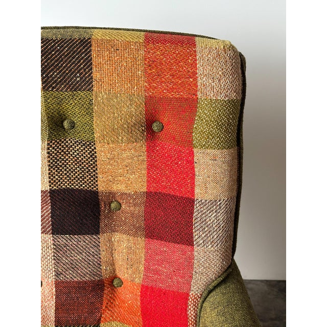 Olive Tweed Swivel Rocker With Patchwork Plaid Upholstery, 1970s For Sale In Greensboro - Image 6 of 18