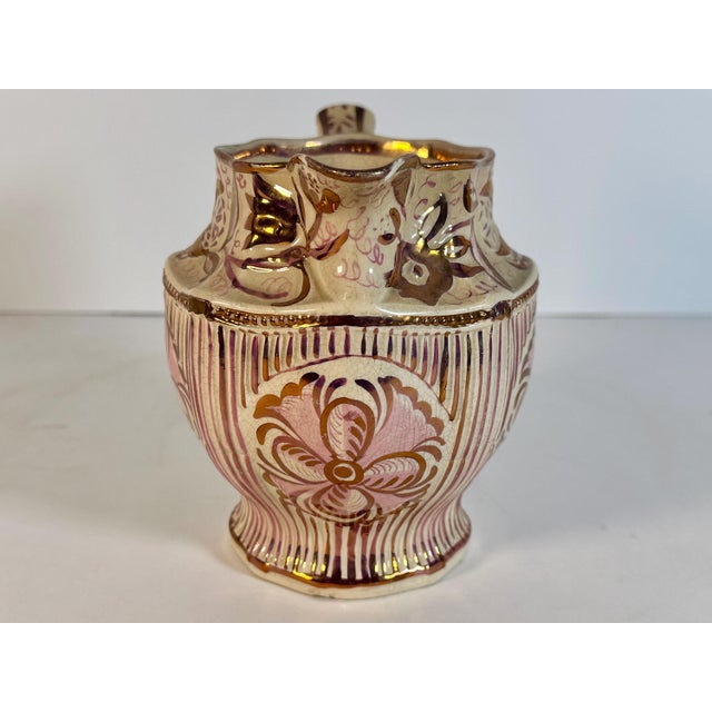 Antique Georgian Sunderland Pink Lustre Pitcher: Pearlware c. 1820s For Sale - Image 4 of 10