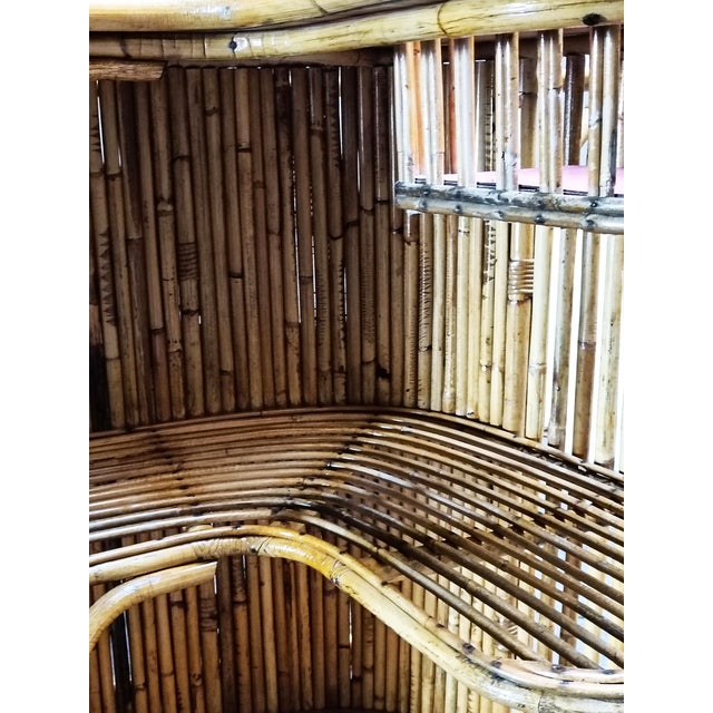 1960s Mobile Bar in Rattan and Bamboo with Rattan Stools by Tito Agnoli, Italy, 1960s, Set of 3 For Sale - Image 5 of 11