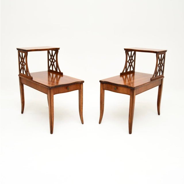 A beautiful and elegant pair of antique Regency style side tables. They are in the classic Regency style, they were made...