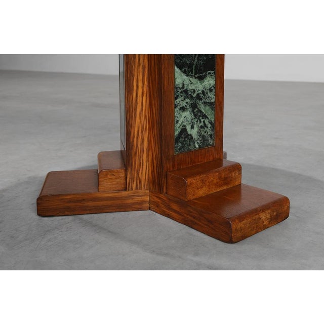 Art Deco Coffee Table in Oak and Green Marble, France, 1920 For Sale - Image 6 of 12