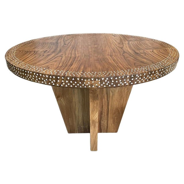 Andrianna Shamaris Round Shell Inlaid Dining Table or Entrance Table For Sale - Image 15 of 18