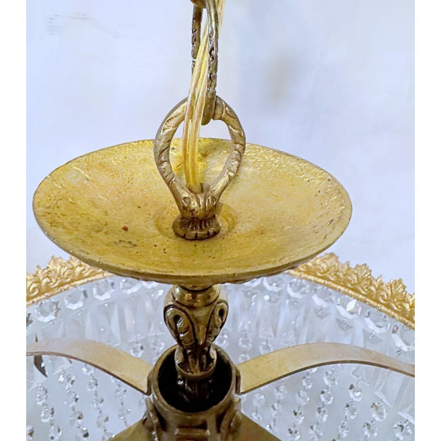 Vintage 1950s Italian Brass Basket Chandelier For Sale - Image 12 of 15