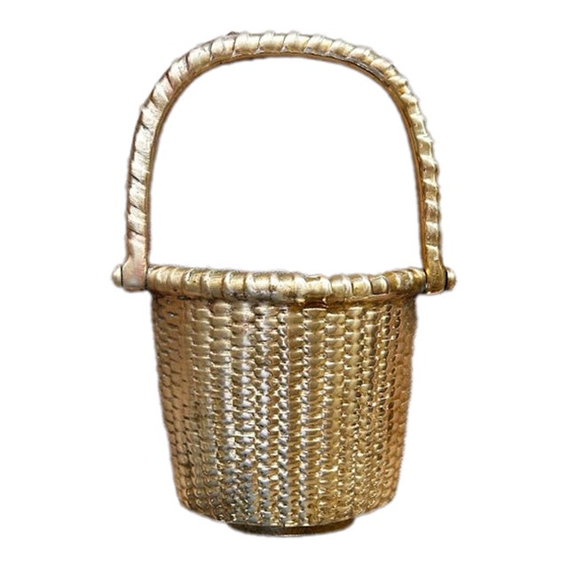 Mid 20th Century Solid Brass Basket Door Knocker For Sale