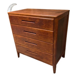 Mid-Century Modern Walnut Dresser Sculpted Wooden Pull Handles For Sale