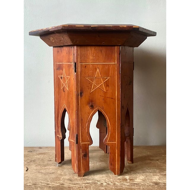 Boho Chic Vintage Boho Syrian Inlay Folding Drinks Table For Sale - Image 3 of 12