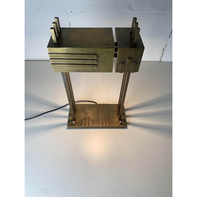 Metal Bauhaus Art Deco Brass Lamp by Marcel Breuer, 1980s For Sale - Image 7 of 17