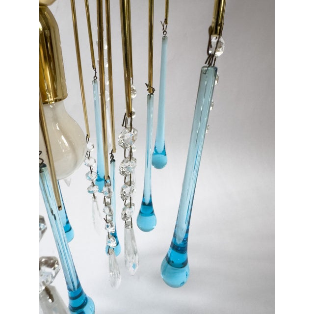 1970s Vintage Murano-Style Blue Glass Teardrop Waterfall Chandelier, C. 1970 For Sale - Image 5 of 18