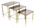 Solid Brass Smoked Glass Set of Three Nesting Stacking Side Occasional Tables For Sale