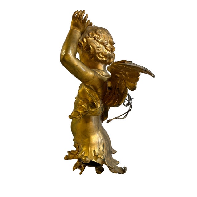 Metal 25" French Belle Époque Bronze D’Or Cherub Architectural Salvage Sculpture, 19th Century For Sale - Image 7 of 16