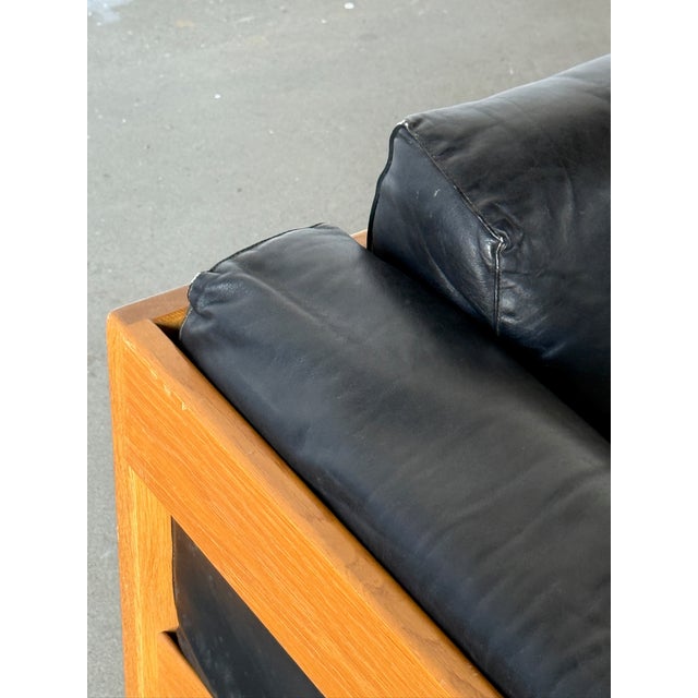 1960s 1960s Tobia Scarpa “Bastiano” Black Leather, Three-Seater Sofa, Gavina For Sale - Image 5 of 10
