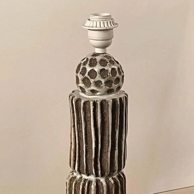 Contemporary Pair of 21st Century Large 'Sillons' Pottery Lamps With Parchment Shades by Design Frères For Sale - Image 3 of 8