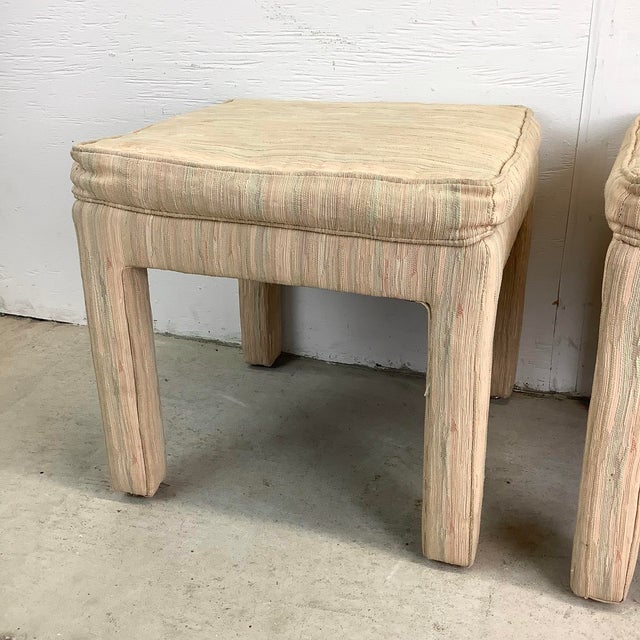 Textile Pair of Vintage Modern Stools in the Manner of Karl Springer For Sale - Image 7 of 12
