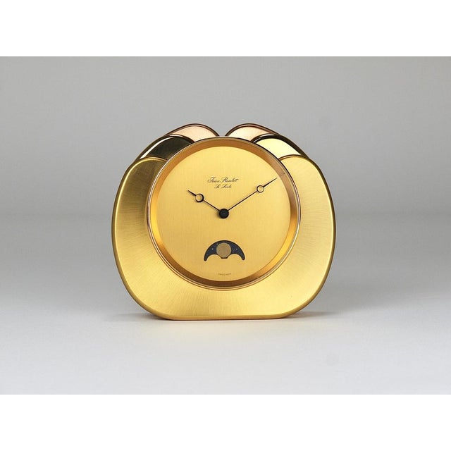 A refined and elegant vintage Swiss-made table or desk clock, manufactured by Jean Roulet Le Locle, Switzerland, during...