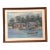 Vintage Rustic Riverside Landscape Framed Pastel Watercolor Painting With Boat For Sale