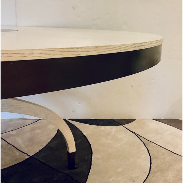 Original retail $6864, versatile Jonathan Charles Modern Lodestone Buckingham Dining Table, white country oak finish with...