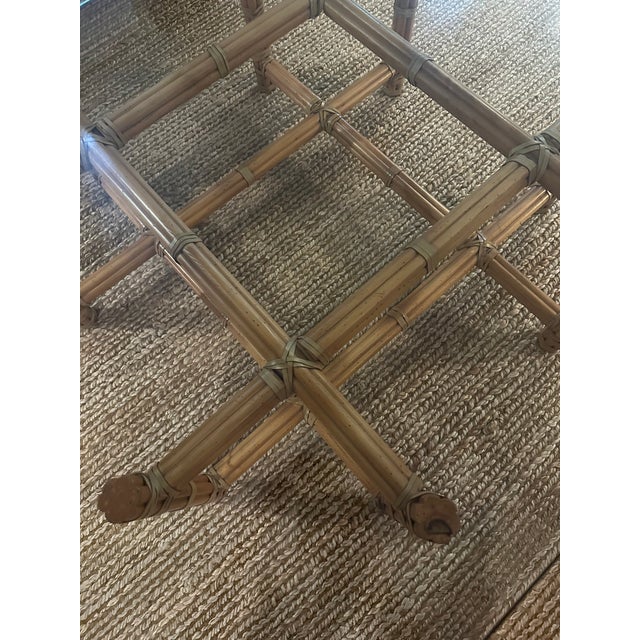 Vintage Bamboo & Glass Coffee Table For Sale - Image 9 of 14