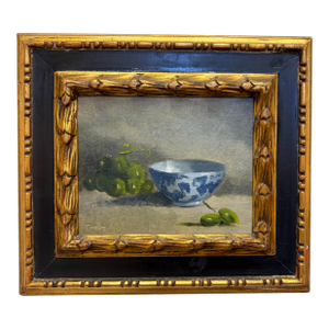 Vintage 20th Century Oil on Board, Stunning Carved Wood Frame