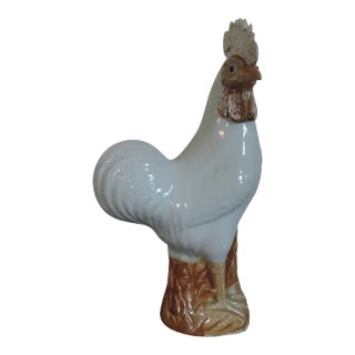 Antique 19th Century Chinese Porcelain Rooster, Cockerel or Chicken Standing Atop Rockwork For Sale