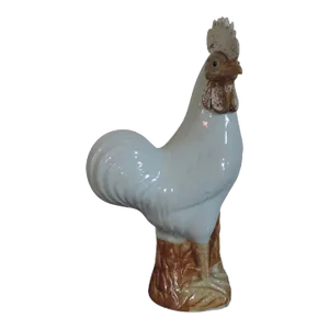 Antique 19th Century Chinese Porcelain Rooster, Cockerel or Chicken Standing Atop Rockwork