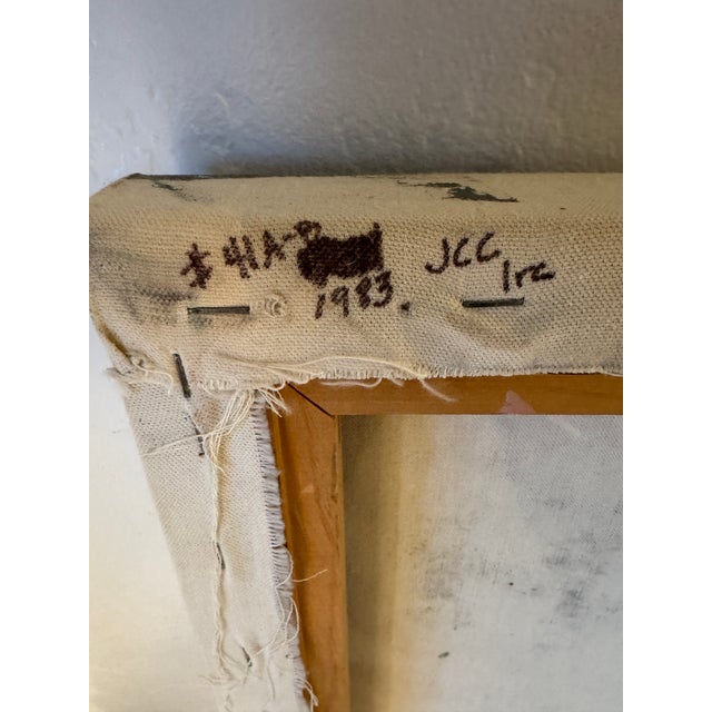 1980s Vertical Contemporary Figurative Abstract Painting, Pink, Black & Neutral Tones, 18” X 36” by Jack Compton For Sale In Phoenix - Image 6 of 6