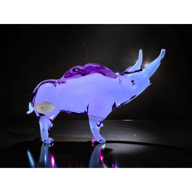 1960s Rhinoceros Sculpture in Alexandrite Murano Glass from Licio Zanetti, 1960s For Sale - Image 5 of 9