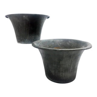 Antique French Zinc Small Plant Pots For Sale