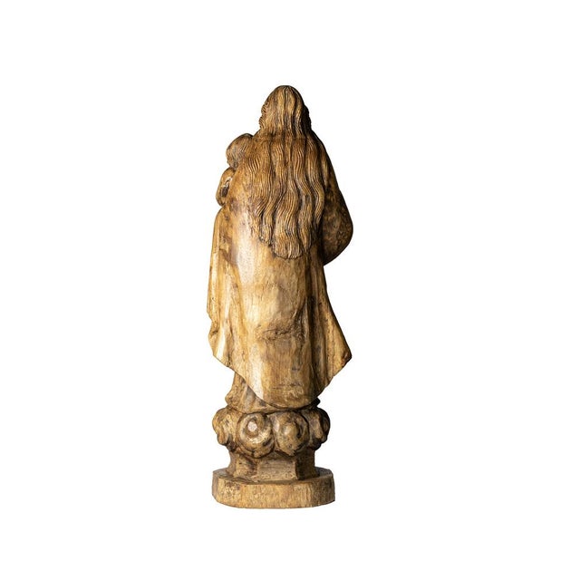 Baroque Religious Statue of Our Lady and Child, 20th Century, Wood For Sale - Image 3 of 12