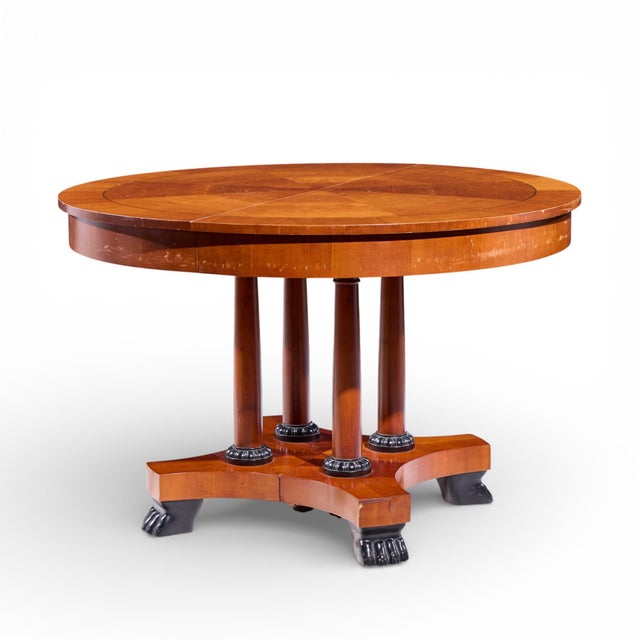 Baker Furniture Neoclassical Cherry Wood Expanding Dining Table With 2 Leaves For Sale In Chicago - Image 6 of 14