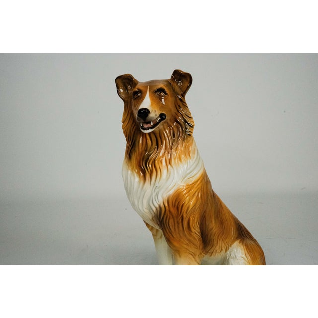 Large Italian Ceramic Sitting Collie Dog Sculpture, 1970s For Sale - Image 9 of 9