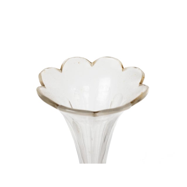 This pair of French trumpet-form vases dates from the late 19th century and blends two luxurious materials: engraved clear...