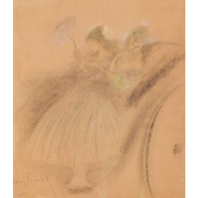 Louis Icart (French, 1888-1950). Ladies in a carriage. Pastel on Paper. 20-5/8 x 18-1/2 inches (52.3 x 47.0 cm). Louis...