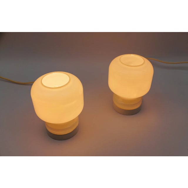 Mid-Century Modern Opal Glass Table Lamps, 1960s, Set of 2 For Sale - Image 9 of 11