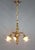 Small mazarin-type chandelier made of gilded bronze. The chandelier is very well cast. The shades are glass, partly etched...