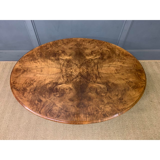 Brown Large Victorian Burr Walnut Coffee Table, 1870 For Sale - Image 8 of 15