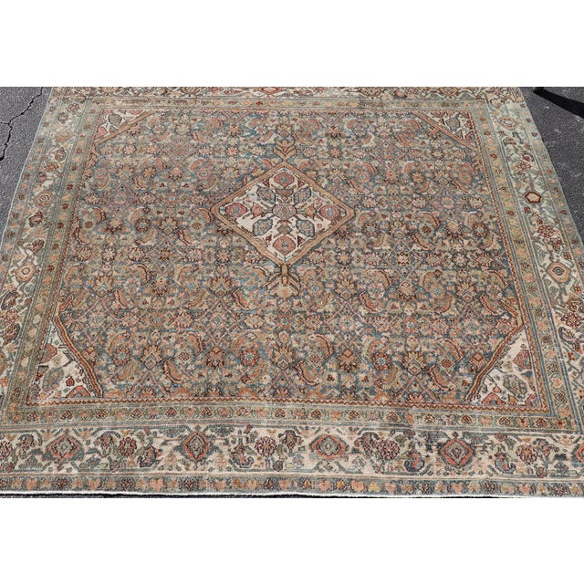 Antique Persian Bibikabad Rug With Intricate Medallion Floral Design 6'9 X 6'9 For Sale In Atlanta - Image 6 of 12