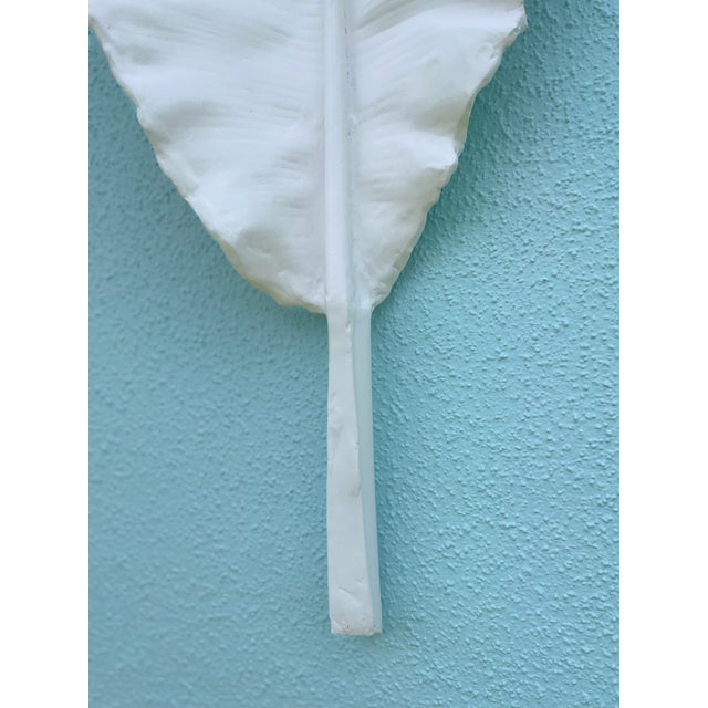 Pair of Monumental Handcrafted Plaster Banana Leaf Wall Sculptures For Sale - Image 9 of 11