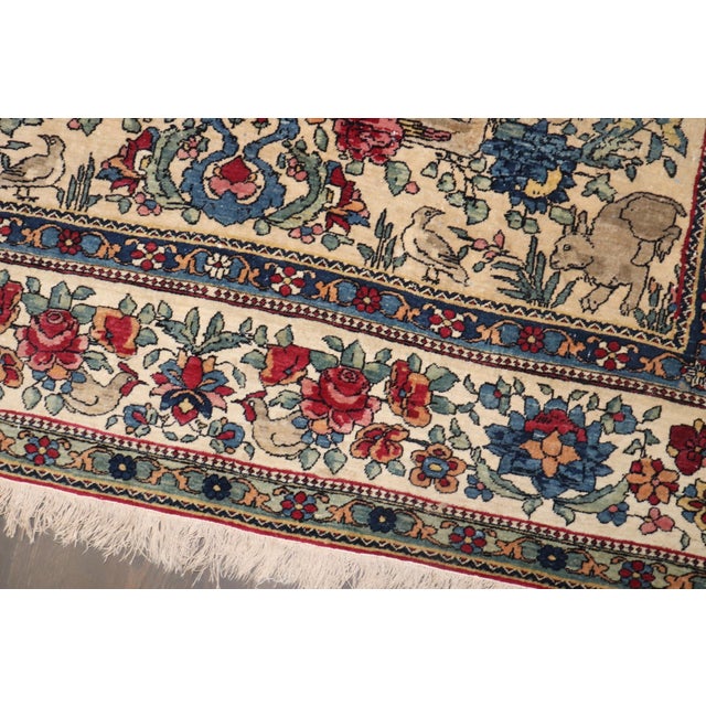 Late 19th Century Zabihi Collection Botanical Animal Persian Tehran Rug - 4'8" x 7'4" For Sale - Image 4 of 12