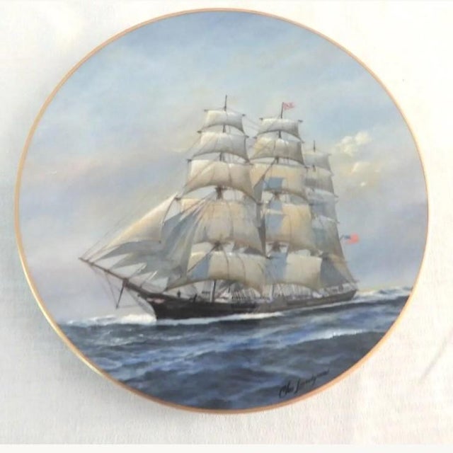 Golden Age of Sail Clipper Ship Plates Set of 6, Charles Lundgren, 1980s Porcelain For Sale In Monterey, CA - Image 6 of 11