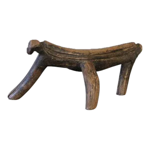 Early 20th Century Unique African Armrest Hand Carved Hardwood