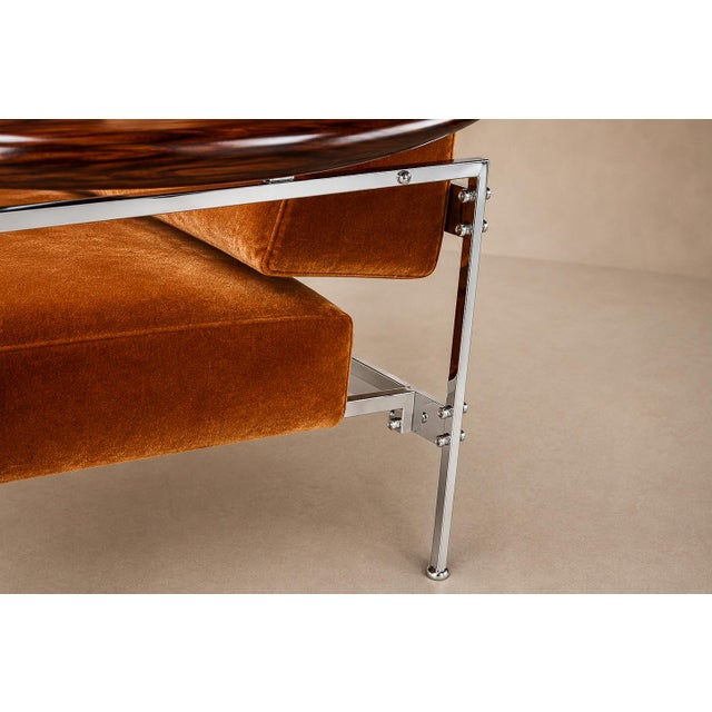 Pair of "Beto" Armchairs by Sergio Rodrigues in Brazilian Rosewood, Chrome & Burnished Cognac Mohair, Brazil, 1958  Lot 886 For Sale - Image 16 of 18