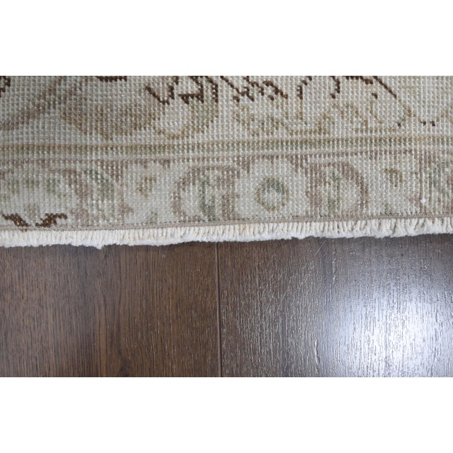 1970s Vintage Persian Handmade Wool Cotton Beige Area Rug For Sale - Image 4 of 11