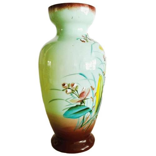 Green Antique Art Nouveau Uranium Floral Opaline Glass Vase, 1900s For Sale - Image 8 of 11