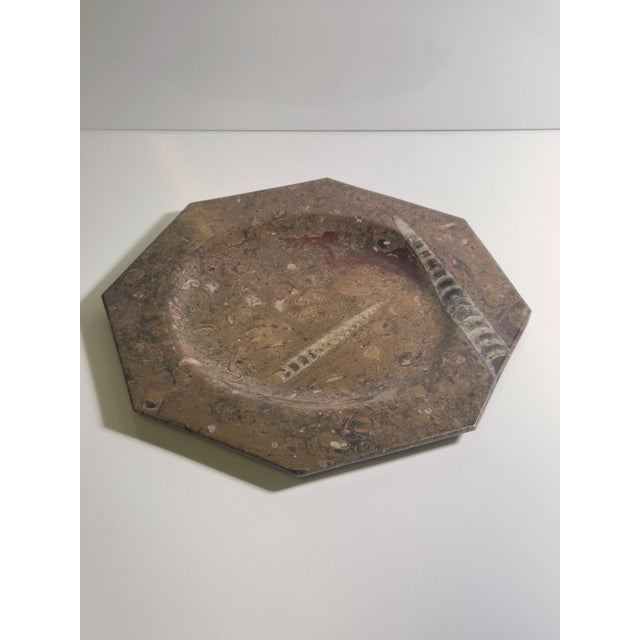 1970s Ammonite Fossil Marble Placemat Bowl and Plate, 1970s, Set of 2 For Sale - Image 5 of 8