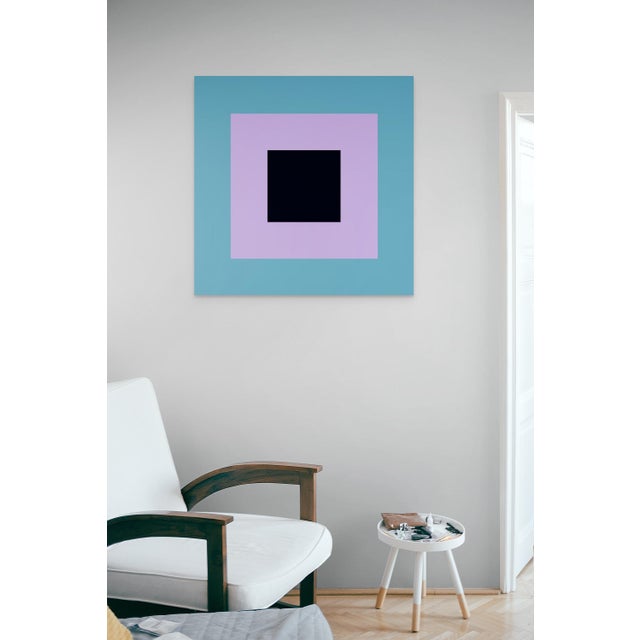 Abstract Contemporary Abstract Acrylic on Stretched Canvas Painting "Orb (Blue and Violet)" by Brent Hallard For Sale - Image 3 of 4