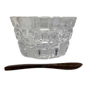 William Yeoward Signed Crystal "Blodwyn" Pattern Salt Dish With Spoon