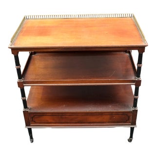 1940s Beacon Hill Collection Regency Style Mahogany Two Tier Bar Cart For Sale