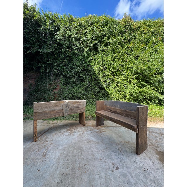 Primitive Rustic Farmhouse Reclaimed Barnwood Pew Bench 90 In. For Sale - Image 13 of 17