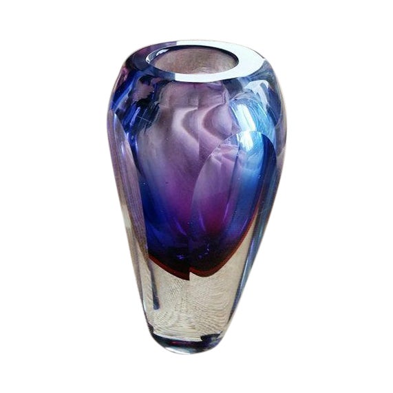 Jewel Tone Murano Style Thick Glass Vase Chairish