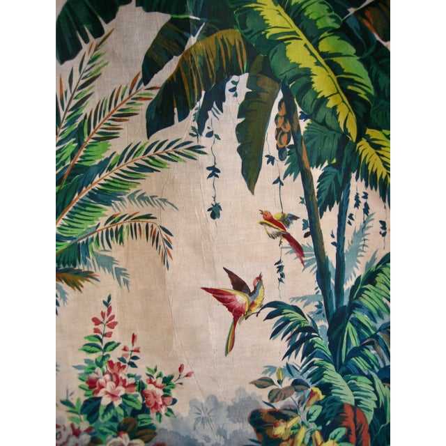 French 19th Century French Napoleon III Painted Tropical Scene Curtain Sheer For Sale - Image 3 of 8